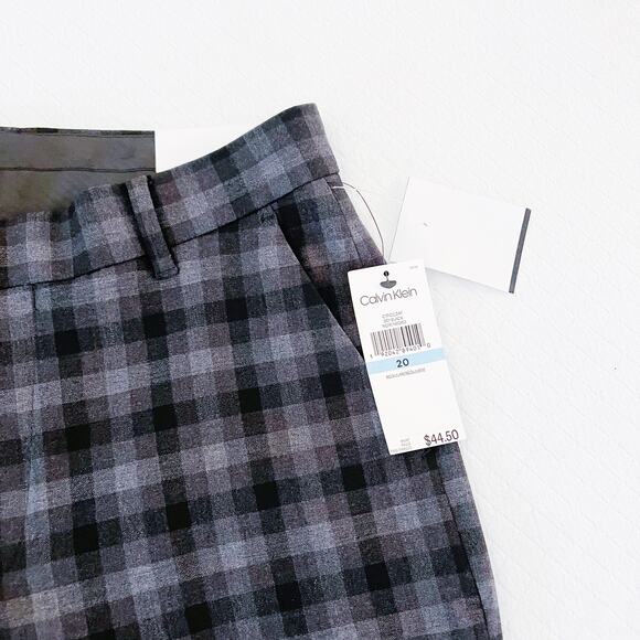 Calvin Klein Plaid Gingham Flat Front Stretch Slim Fit Pant SZ20 - Picture 2 of 8